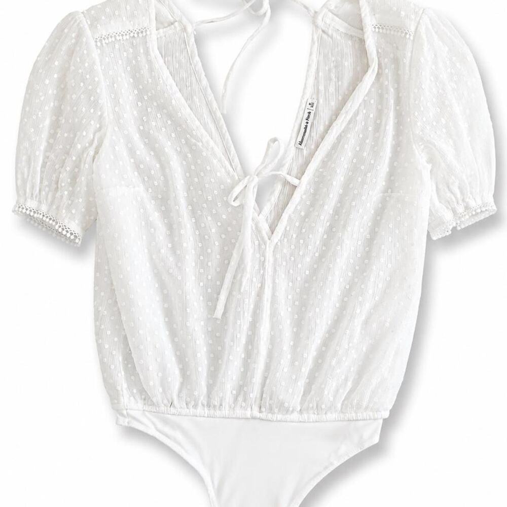Abercrombie & Fitch White low cut babydoll bodysuit women small S